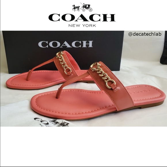 NWT COACH Jacklyn LTR Sandal-CORAL 7.5B MSRP $200 - Picture 2 of 5